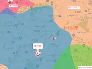 川崎市麻生区、多摩区辺りの地デジアンテナ電波受信状況参照図