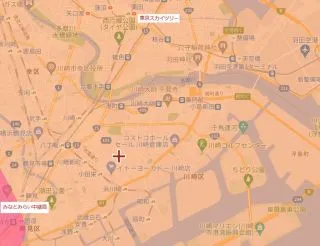 川崎市川崎区・幸区辺りの地デジアンテナ電波受信状況参照図