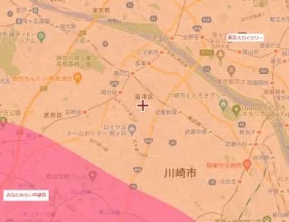 川崎市宮前区・高津区・中原区辺りの地デジアンテナ電波受信状況参照図